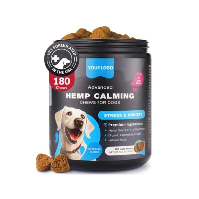 Hemp Calming Chews for Dogs - Dog Calming Treats - Anxiety Relief for Dogs with L-Theanine, Chamomile Extract, Valerian Root - Dog Anxiety Relief for Travel, Vet Visits, Thunderstorms, Nail Trimming