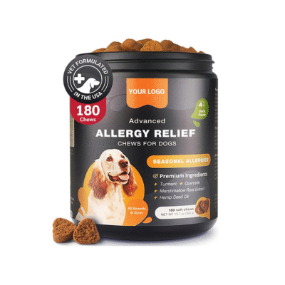 Dog Allergy Support Chewables - Allergy Chews for Skin with Quercetin - Skin & Coat Health - Immune Health Support Treats (120 Chews / 240g)