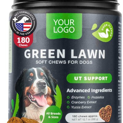 Grass Burn Spot Chews for Dogs - Urine Neutralizer for Lawn - Pee Lawn Spot Saver Caused by Urine - Probiotics, Enzymes & Multivitamins - Grass Saver Soft Treats for Canine Digestive and UTI Support