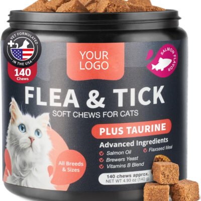 Flea Treatment for Cats - Daily Oral Cat Flea and Tick Chews - Chewable Tick Treatment (140 Chews / 120g)
